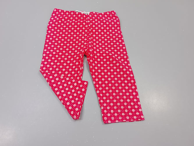 Legging 3/4 rose fuschia motifs fleurs, moins cher chez Petit Kiwi