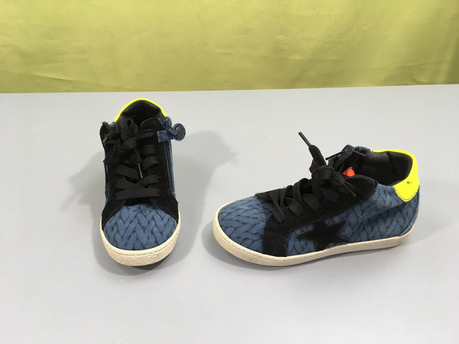 Baskets croute de cuir bleues-jaune Rondinella 28, moins cher chez Petit Kiwi