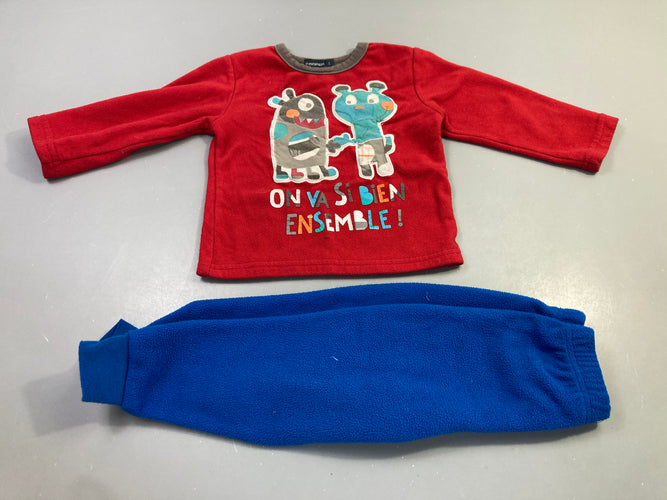 Pyjama 2 pièces polar rouge bleu monstres, moins cher chez Petit Kiwi