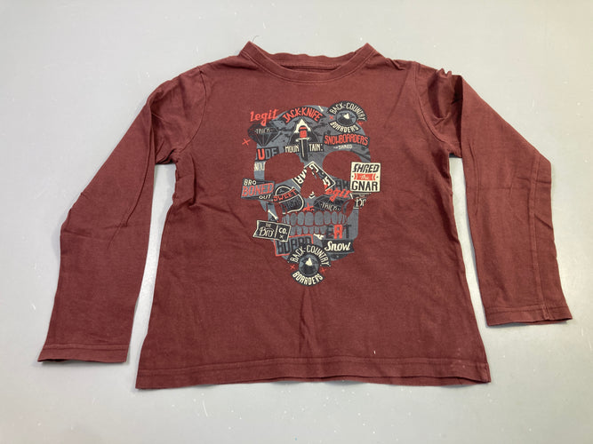 T-shirt m.l bordeaux crâne snowboard, moins cher chez Petit Kiwi