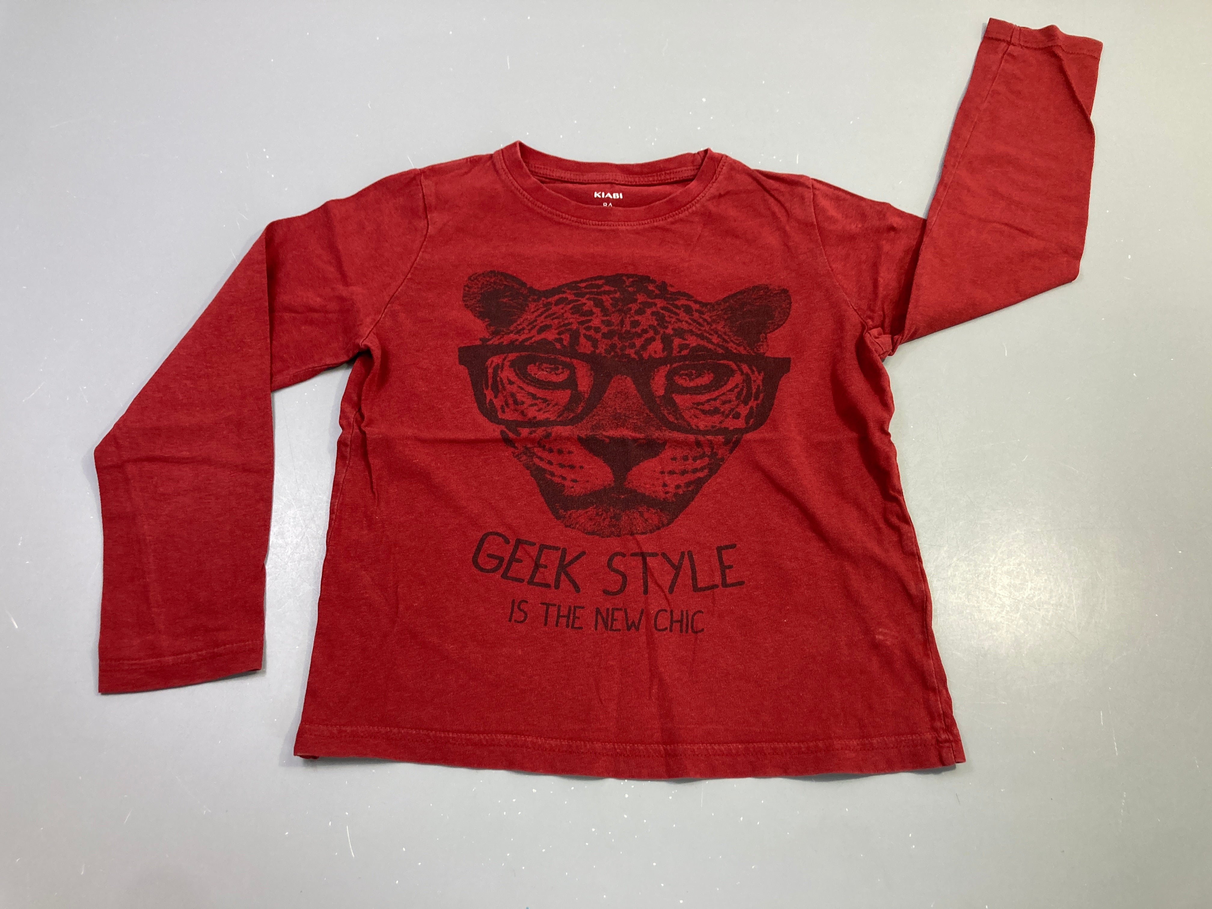 T-shirt m.l rouge léopard geek style