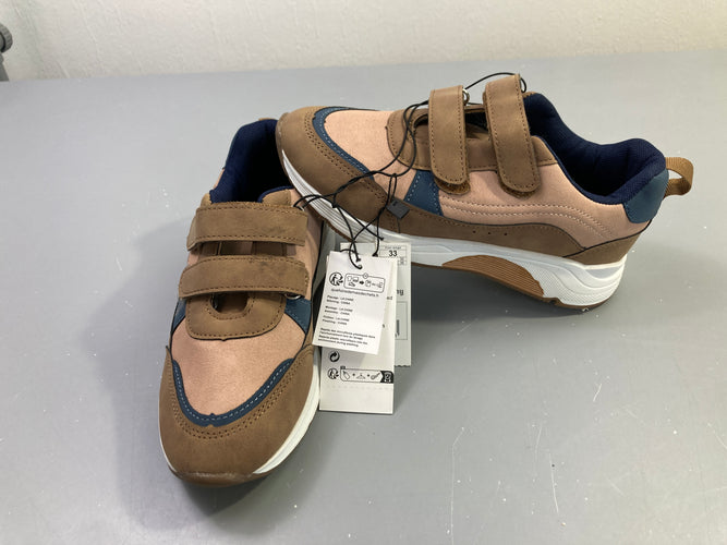 NEUF Baskets scratch beige marron, 33, moins cher chez Petit Kiwi