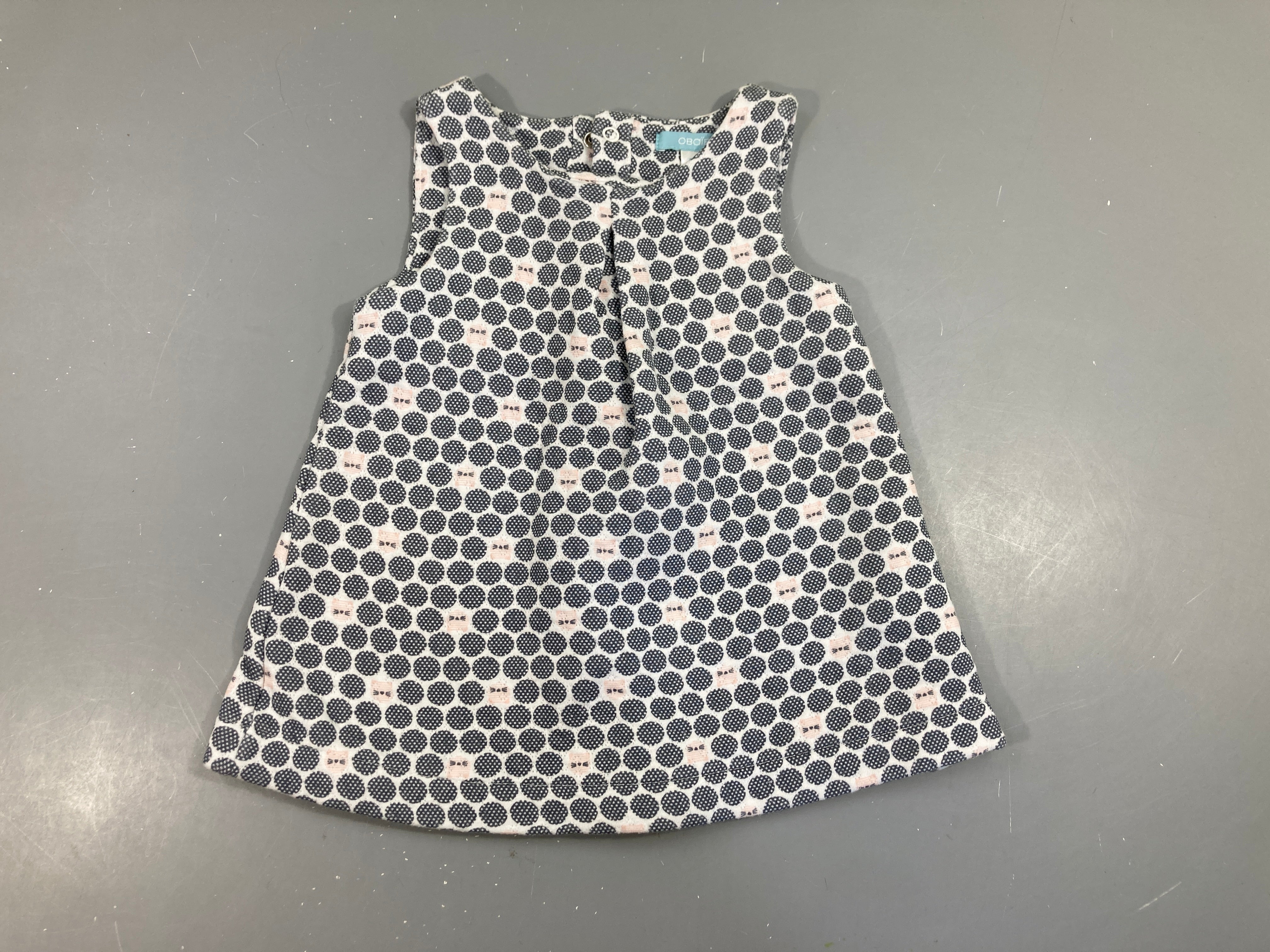 Robe m.c molleton blanc pois bleu/rose