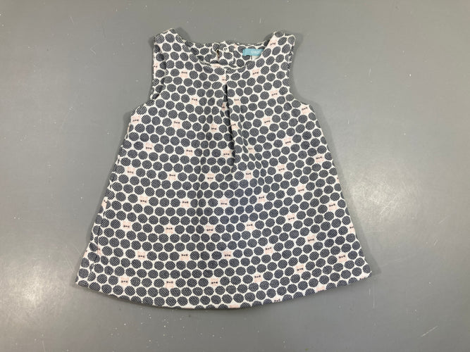 Robe m.c molleton blanc pois bleu/rose, moins cher chez Petit Kiwi
