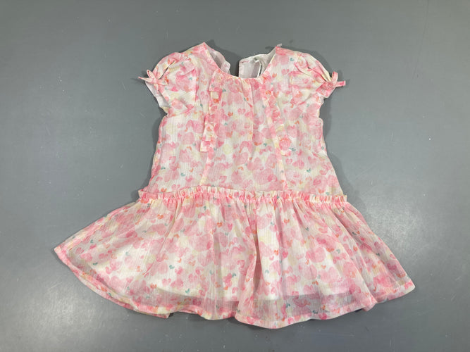 Robe m.c voile blanc coeurs rose, moins cher chez Petit Kiwi