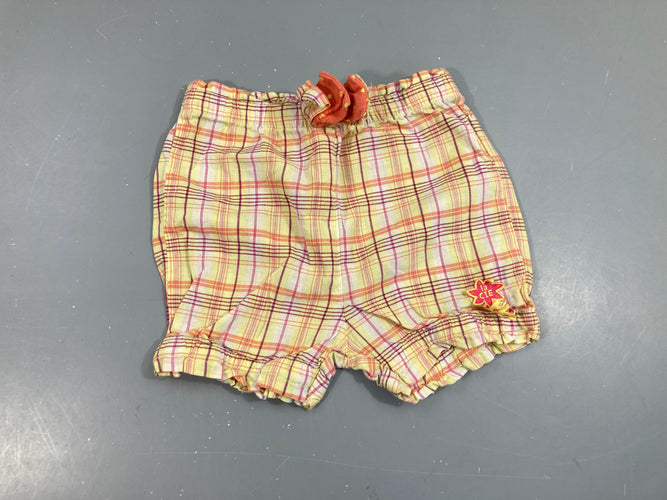 Short à carreaux jaune/blanc/rose, moins cher chez Petit Kiwi