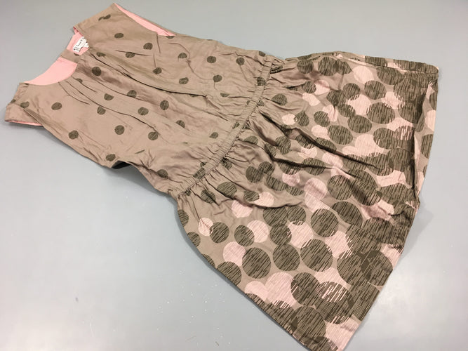 Robe m.c  brun clair à pois  brun et rose, moins cher chez Petit Kiwi