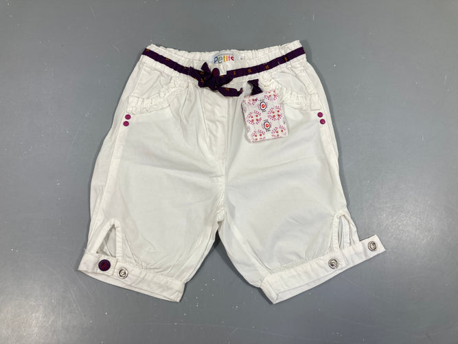 Pantacourt blanc/mauve, moins cher chez Petit Kiwi