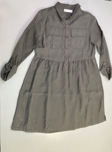 Robe chemise m.l grise toile style militaire poches, moins cher chez Petit Kiwi