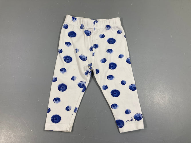Legging blanc pois bleus, moins cher chez Petit Kiwi