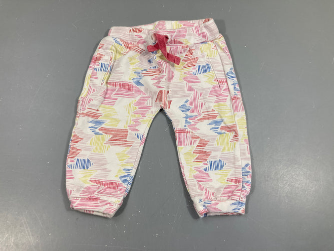 Pantalon molleton blanc traits multicolore, moins cher chez Petit Kiwi