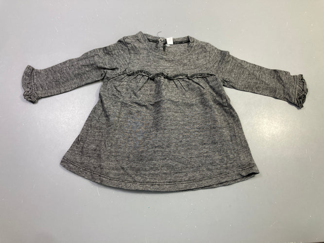 T-shirt m.l gris rayé volant, moins cher chez Petit Kiwi