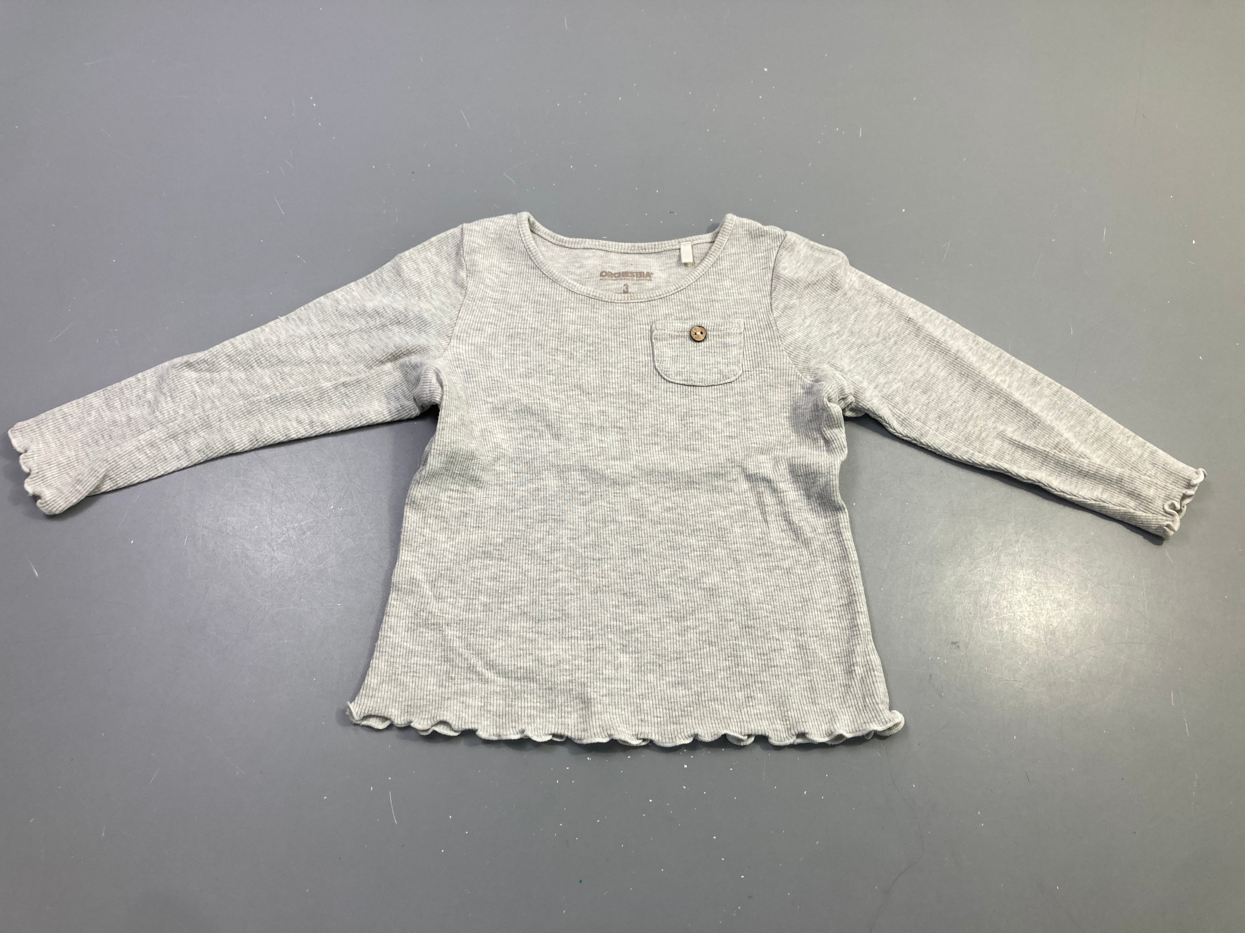 T-shirt m.l gris chiné côtelé poche bouton