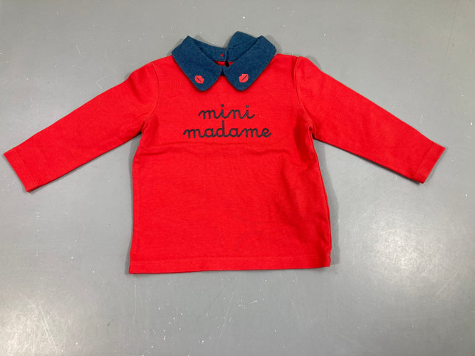 T-shirt m.l rouge col denim Madame, moins cher chez Petit Kiwi