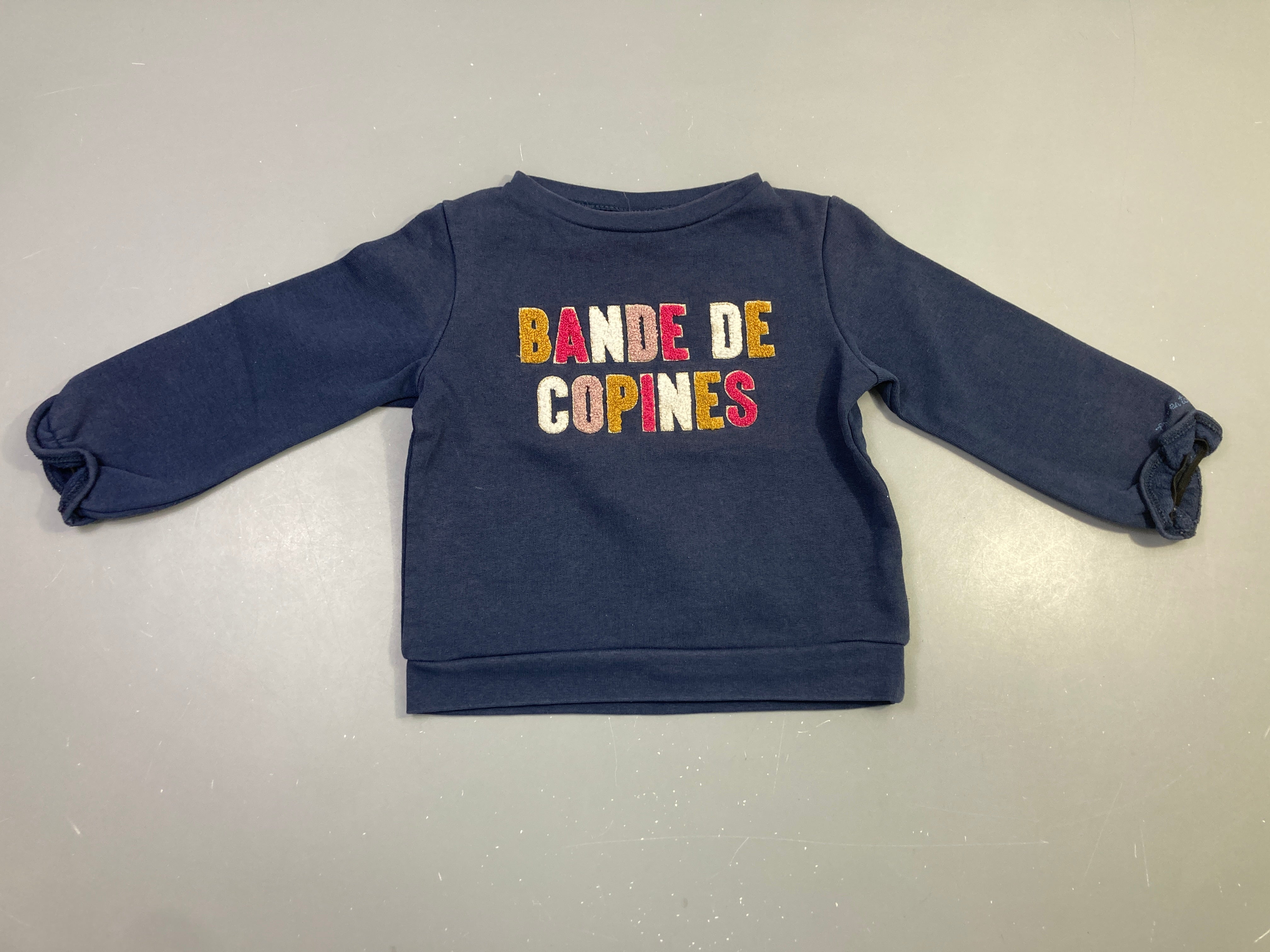 Sweat marine molleton brodé Bande de copines