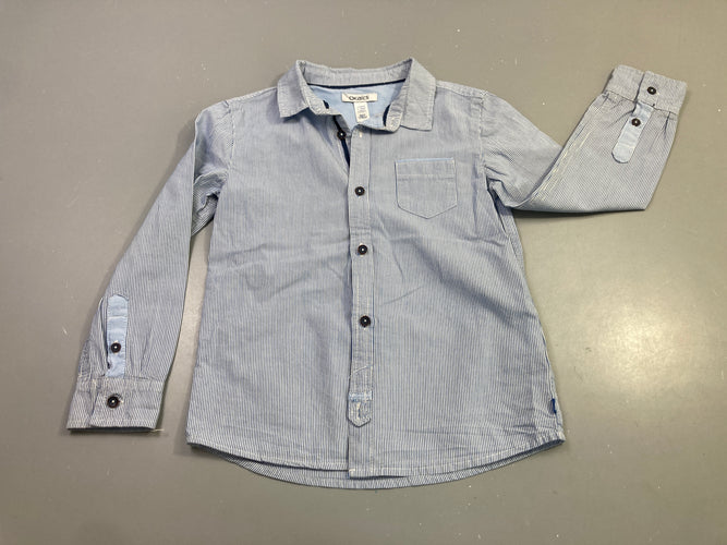Chemise m.l rayée bleu blanc coton, moins cher chez Petit Kiwi