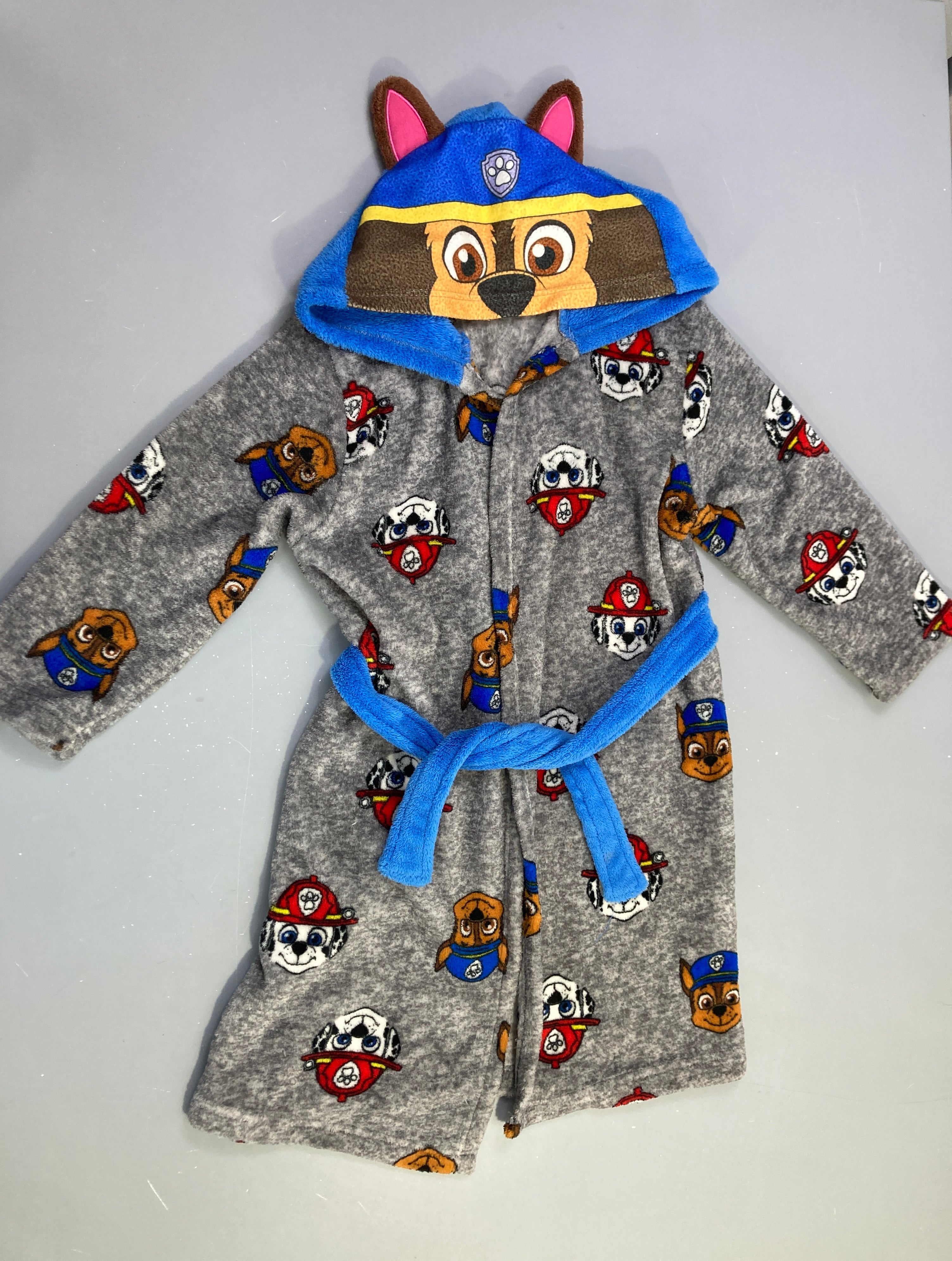 Peignoir gris chiné polaire Pat'Patrouille capuche zippée