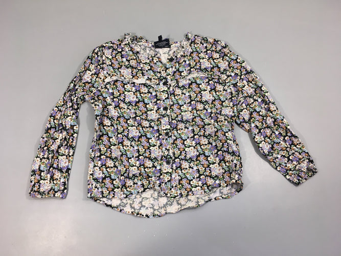 Blouse m.l noire fleurie mauve blanc, moins cher chez Petit Kiwi
