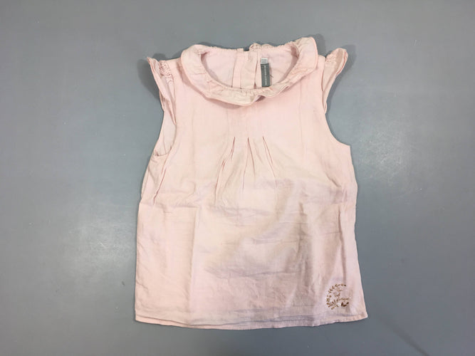 Blouse s.m rose claire froufrou col 100%coton, moins cher chez Petit Kiwi