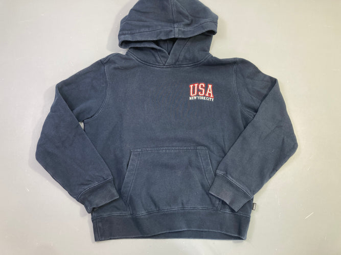 Sweat molleton zippé capuche bleu marine USA New York City Amercica today, moins cher chez Petit Kiwi