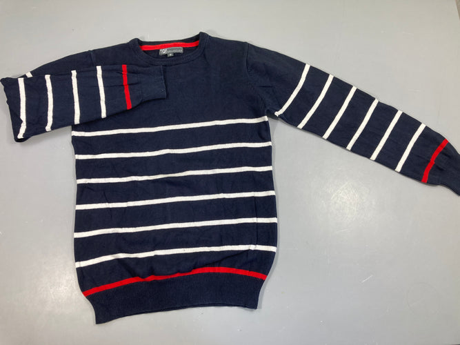 Pull bleu rayé blanc rouge, moins cher chez Petit Kiwi