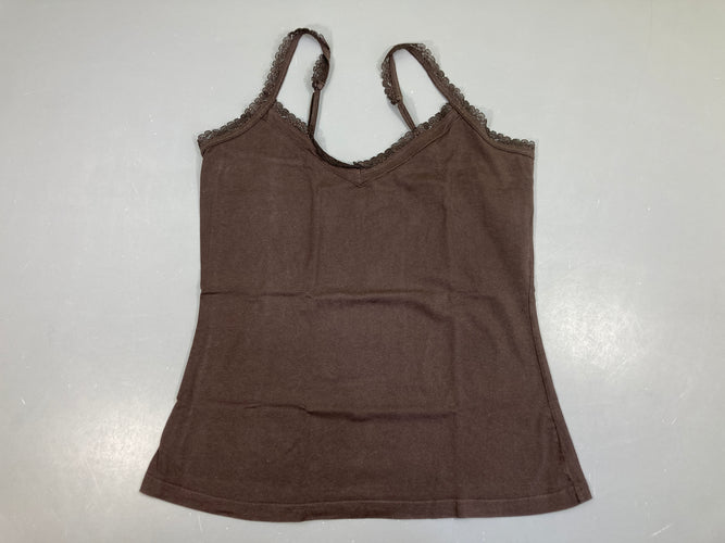 Chemisette/top brun dentelle Légèrement délavé, moins cher chez Petit Kiwi