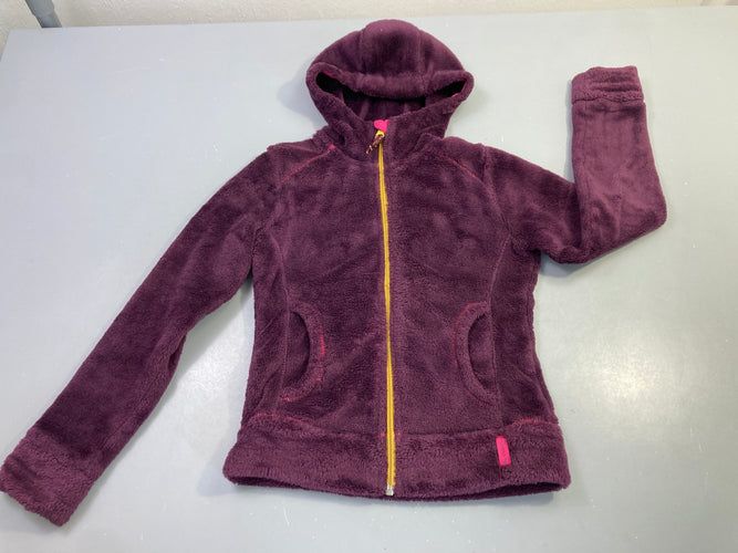 Gilet velours zippé capuche prune, moins cher chez Petit Kiwi