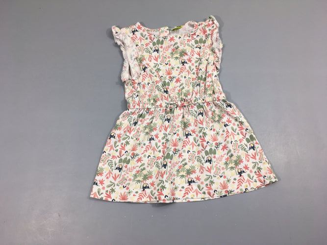 Robe s.m molleton blanc perroquets, moins cher chez Petit Kiwi