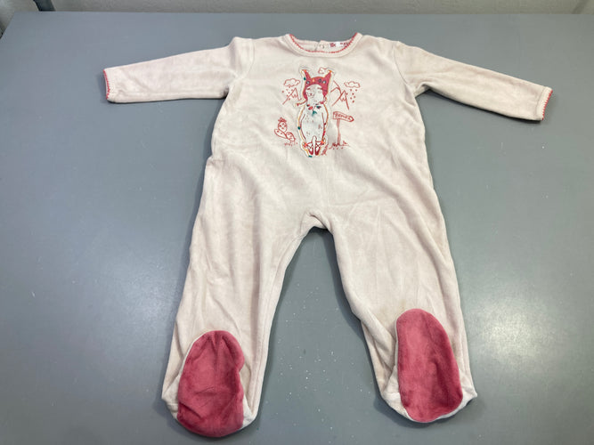 Pyjama velours rose pâle lama Pampa, moins cher chez Petit Kiwi