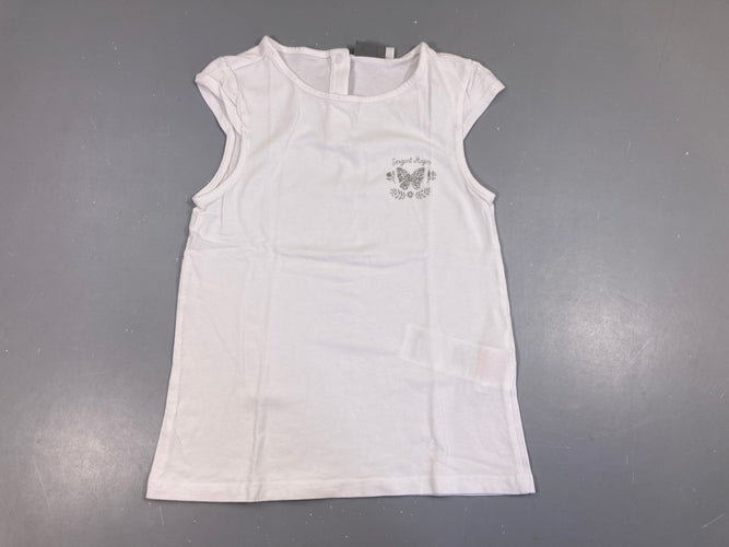 T-shirt m.c blanche papillon argenté, moins cher chez Petit Kiwi