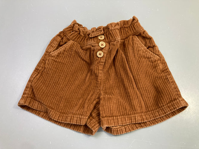 Short velours côtelé marron boutons, moins cher chez Petit Kiwi