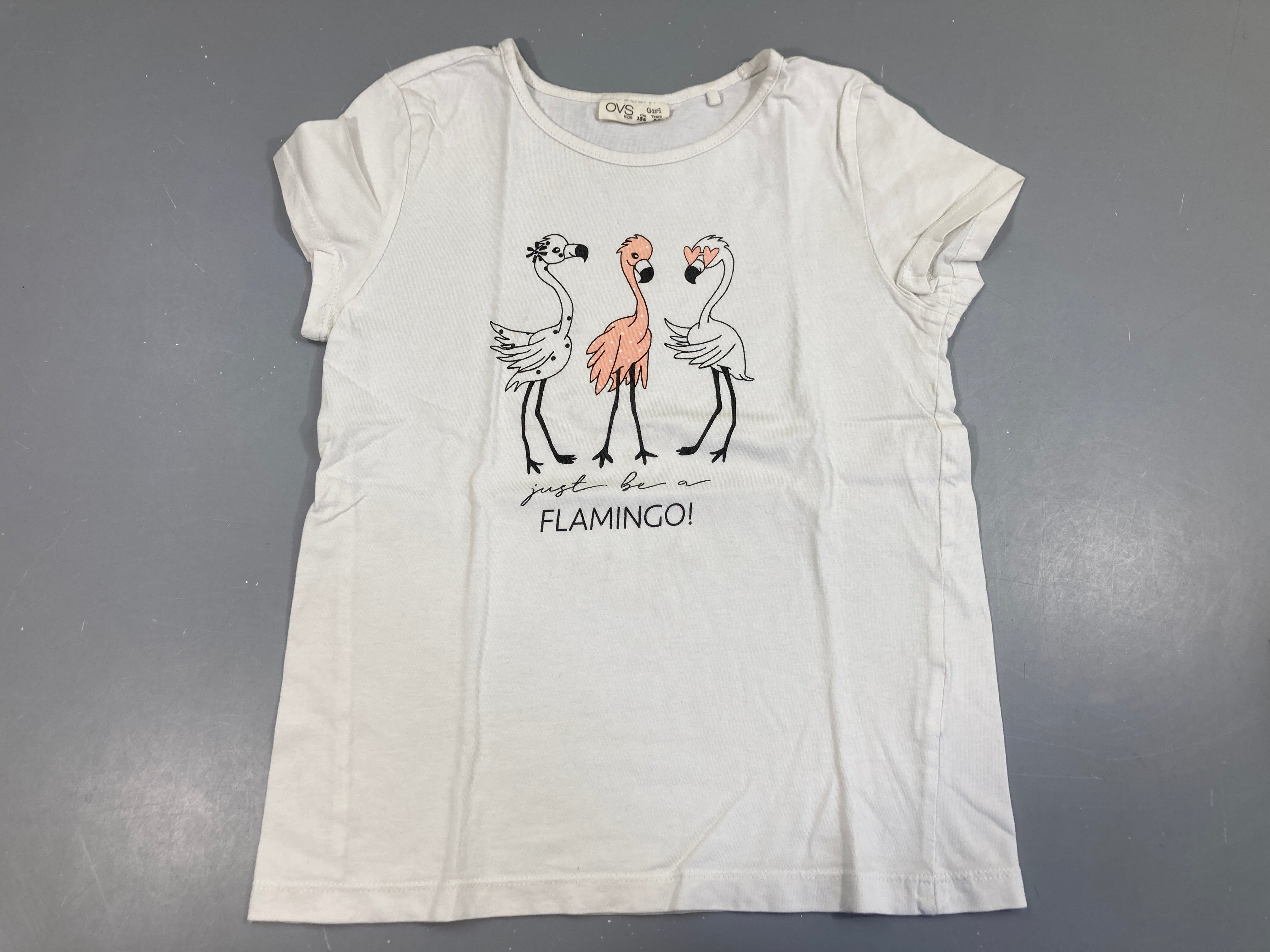 T-shirt m.c blanc flamants rose