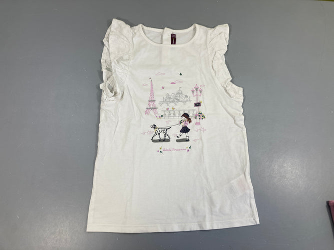 T-shirt m.c blanc Paris froufrous, moins cher chez Petit Kiwi