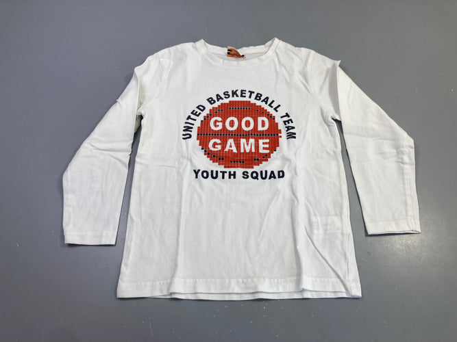 T-shirt m.l blanc Good Game Basketball, moins cher chez Petit Kiwi