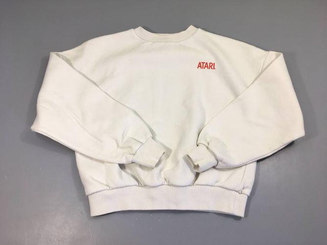 Sweat blanc Atari, légèrement bouloché, moins cher chez Petit Kiwi