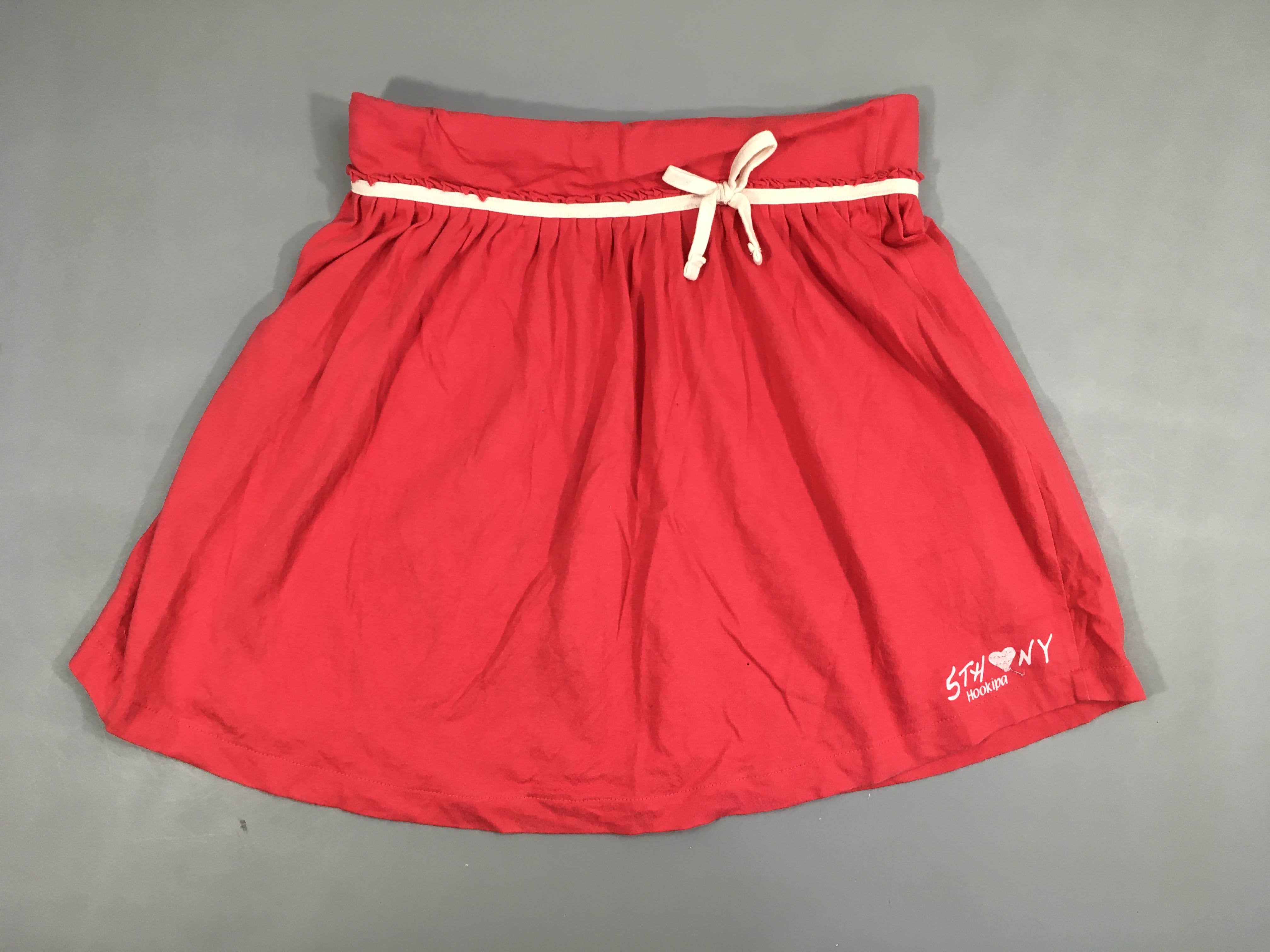 Jupe jersey rose taille élastique motif fausse ceinture neoud