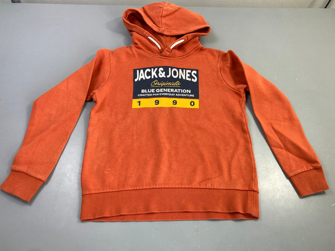 Sweat capuche orange imprimé Jack jones, flocage craquelé, moins cher chez Petit Kiwi