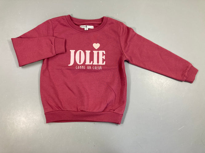 Sweat rose foncé Jolie Légèrement bouloché bas, moins cher chez Petit Kiwi