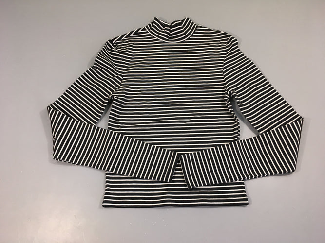 T-shirt m.l court noir rayé blanc col montant, moins cher chez Petit Kiwi