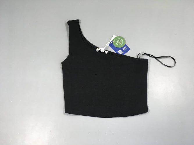 NEUF T-shirt court s.m noir côtelé une épaule dénudée, moins cher chez Petit Kiwi