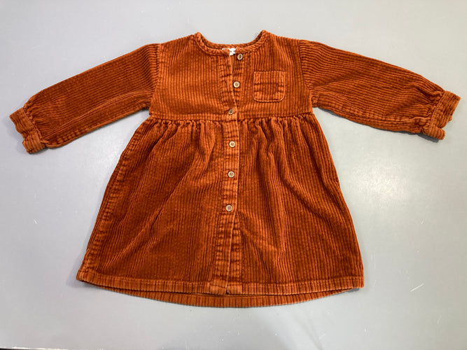 Robe chemise m.l rouille velours côtelé, moins cher chez Petit Kiwi