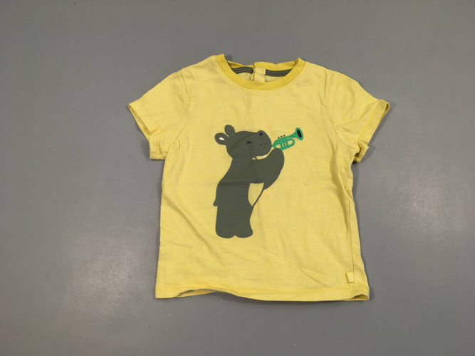T-shirt m.c jaune hippo trompette, moins cher chez Petit Kiwi