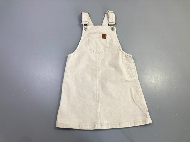 Robe salopette velours côtelé écru poche, moins cher chez Petit Kiwi