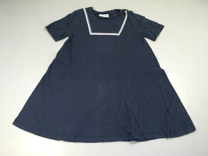 Robe m.c jersey bleu foncé traits blancs, moins cher chez Petit Kiwi