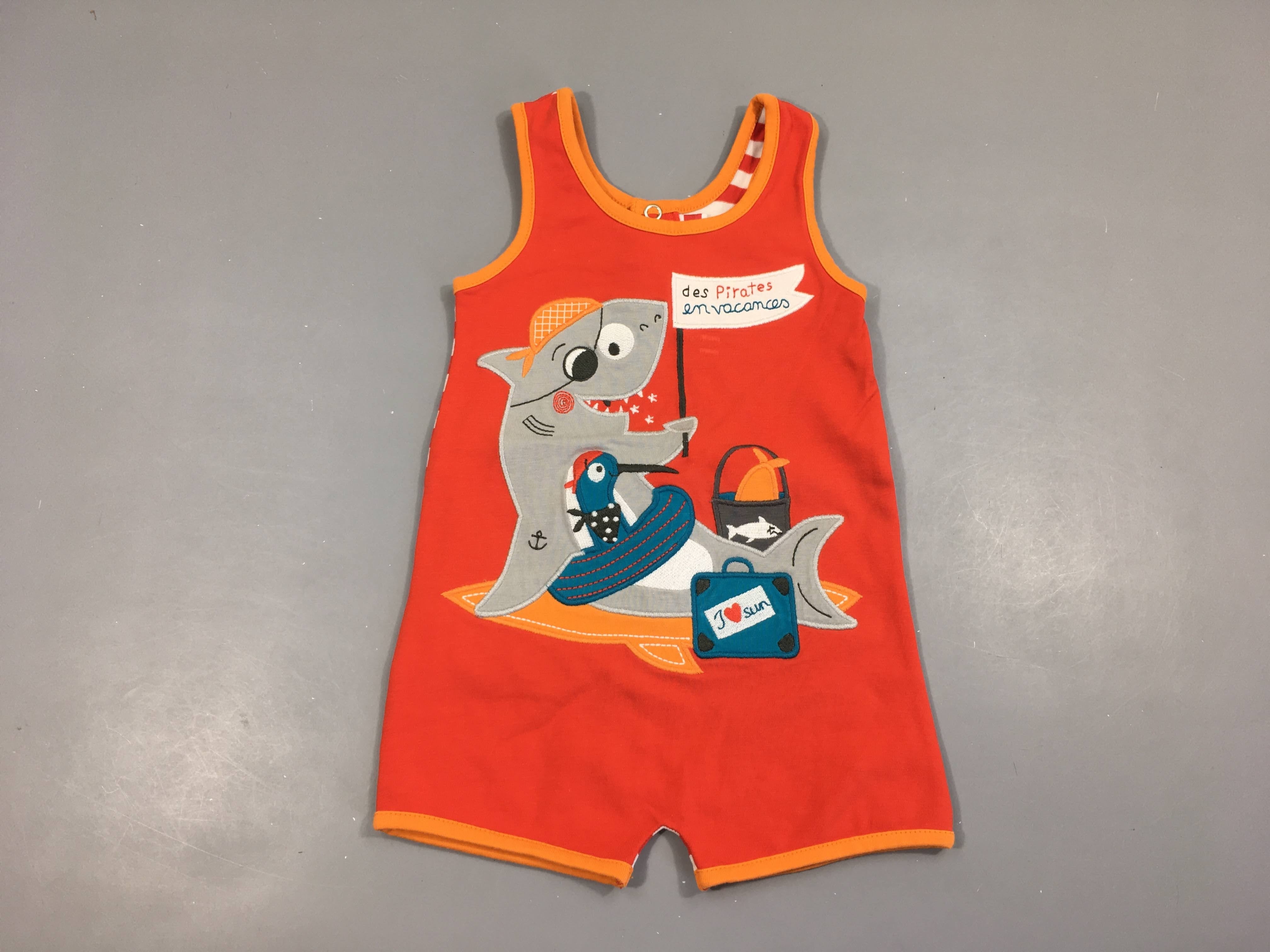 Combishort s.m jersey rouge rayé requin