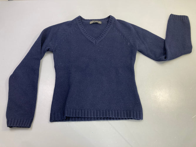 Pull bleu marine col V 30%Laine Bouloché!, moins cher chez Petit Kiwi