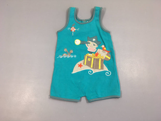 Combishort s.m jersey turquoise rayé pirate, moins cher chez Petit Kiwi