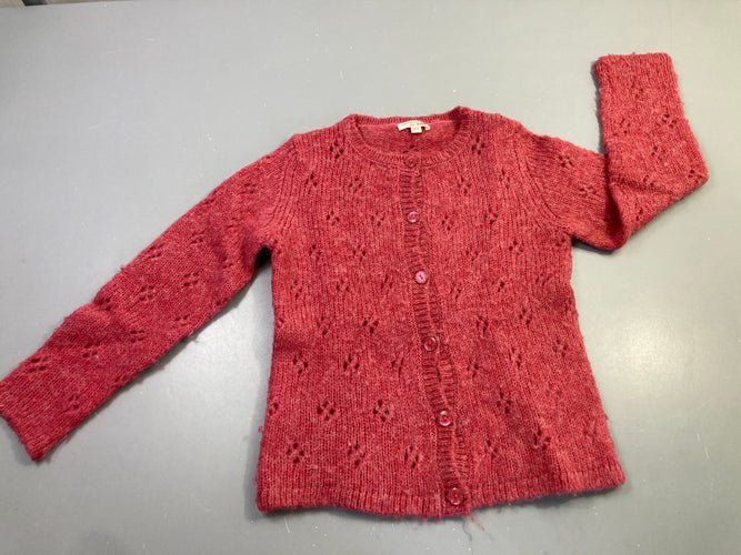 Gilet rose chiné ajouré 20% Laine, 3%Alpaga, moins cher chez Petit Kiwi