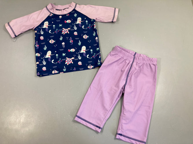 T-shirt m.c anti-uv bleu motifs mer + Legging, moins cher chez Petit Kiwi