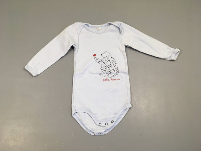 Body m.l bleu clair ours coeur, moins cher chez Petit Kiwi
